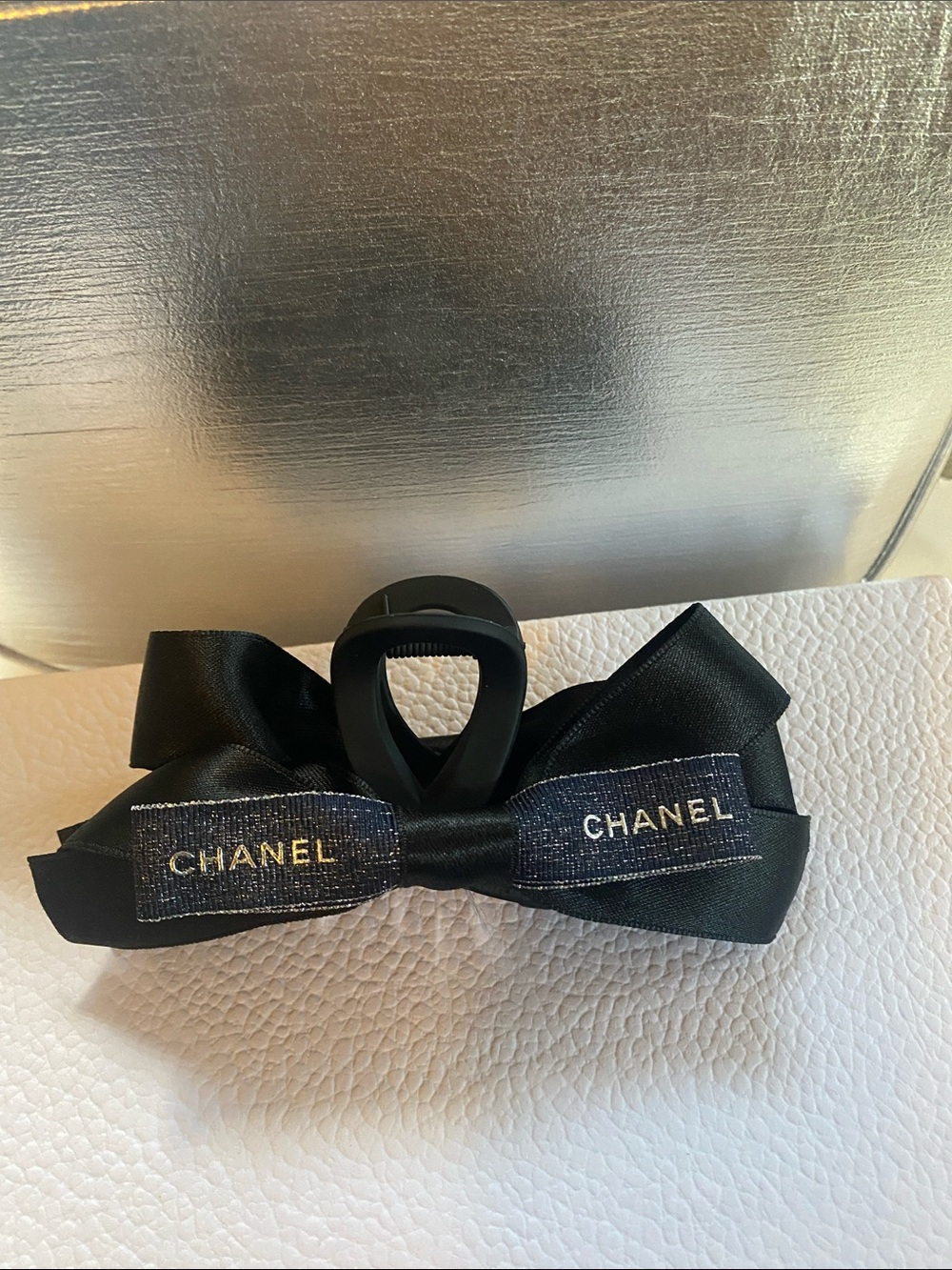 Chanel Ribbon handmade Black Bow Hair Clip